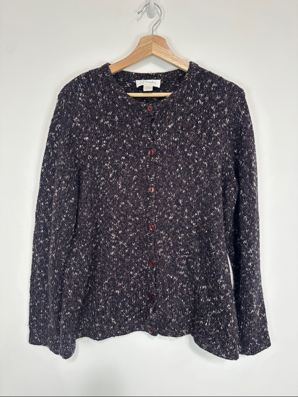 C. J Banks purple Marbled Button-Front Cardigan Sweater